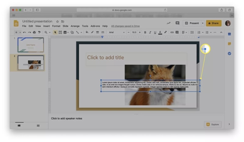 wrap text in google slides