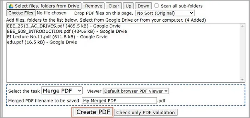 combinar pdf google drive crear pdf.