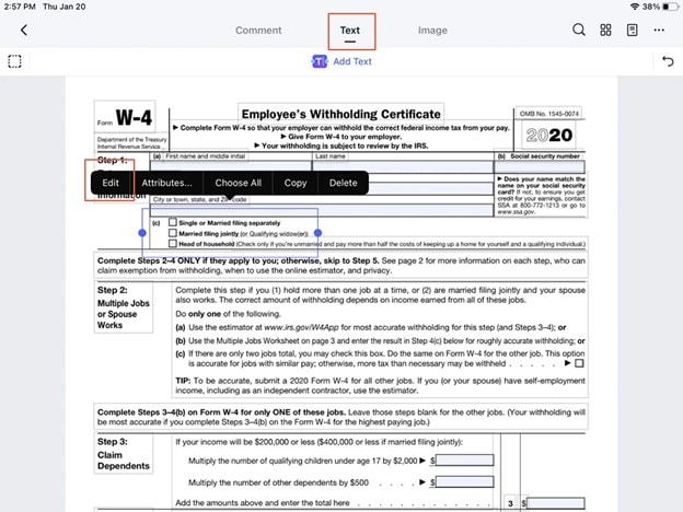 pdf-Formular auf dem iphone mit pdfelement bearbeiten