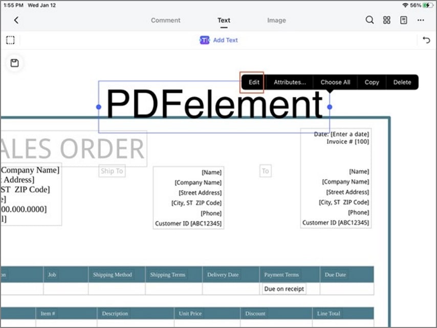 редактируйте pdf-текст на iphone с помощью pdfelement