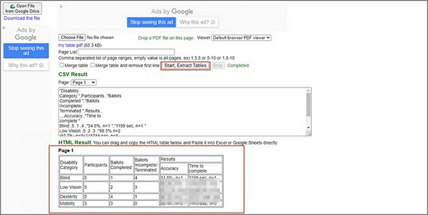 pdf to google sheets extract tables