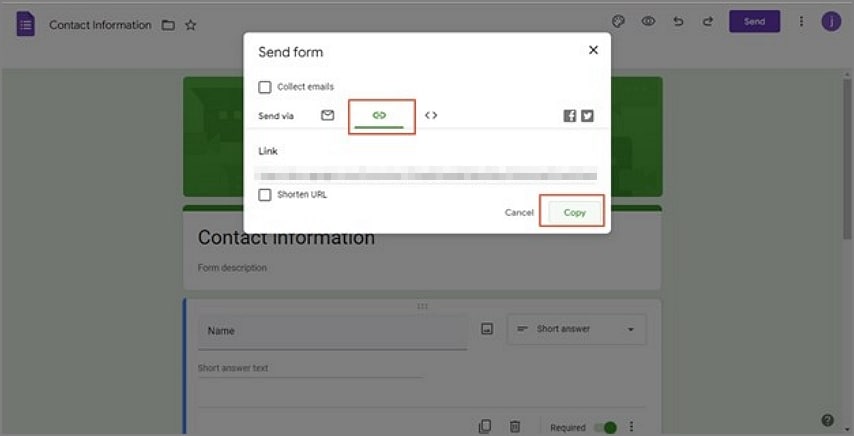 save google form link