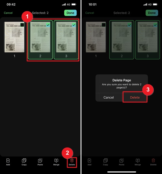 deleting scanned pages on instascan