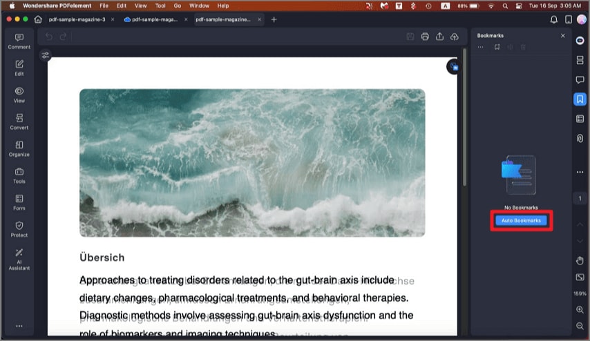 auto bookmarks button