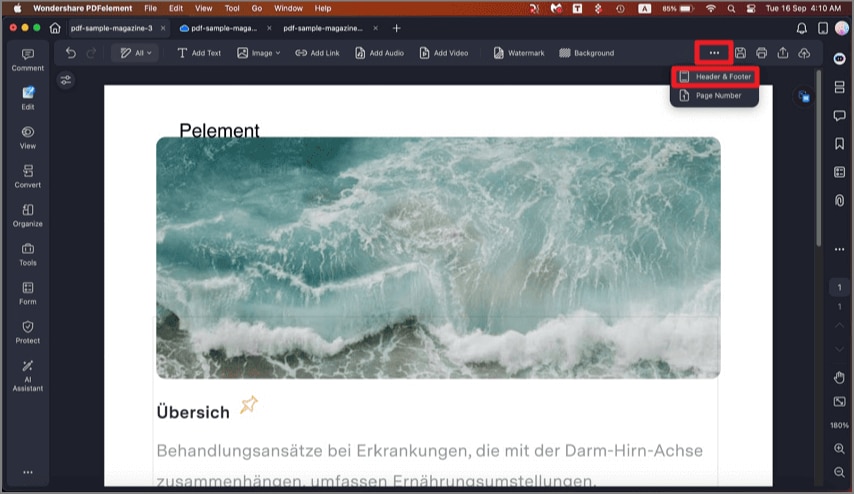add header & footer
