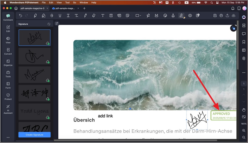resize created signature