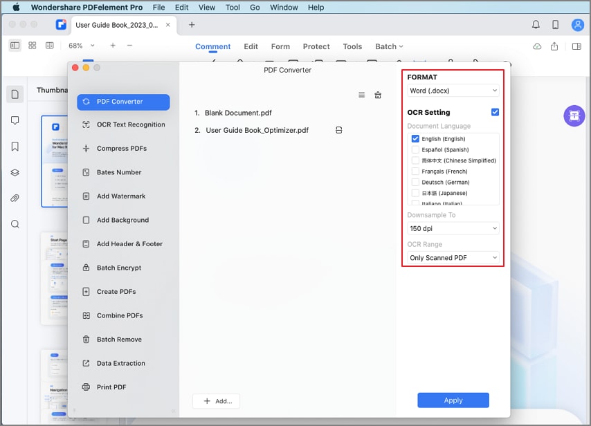 Convertir por lotes PDF escaneado 