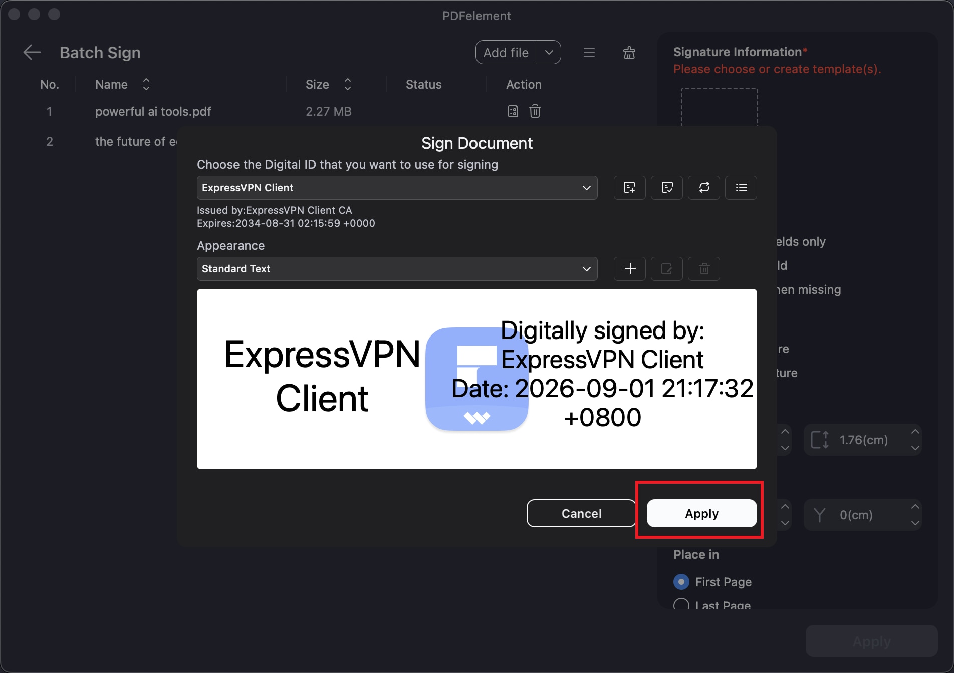 A screenshot of a document with a signature applied.