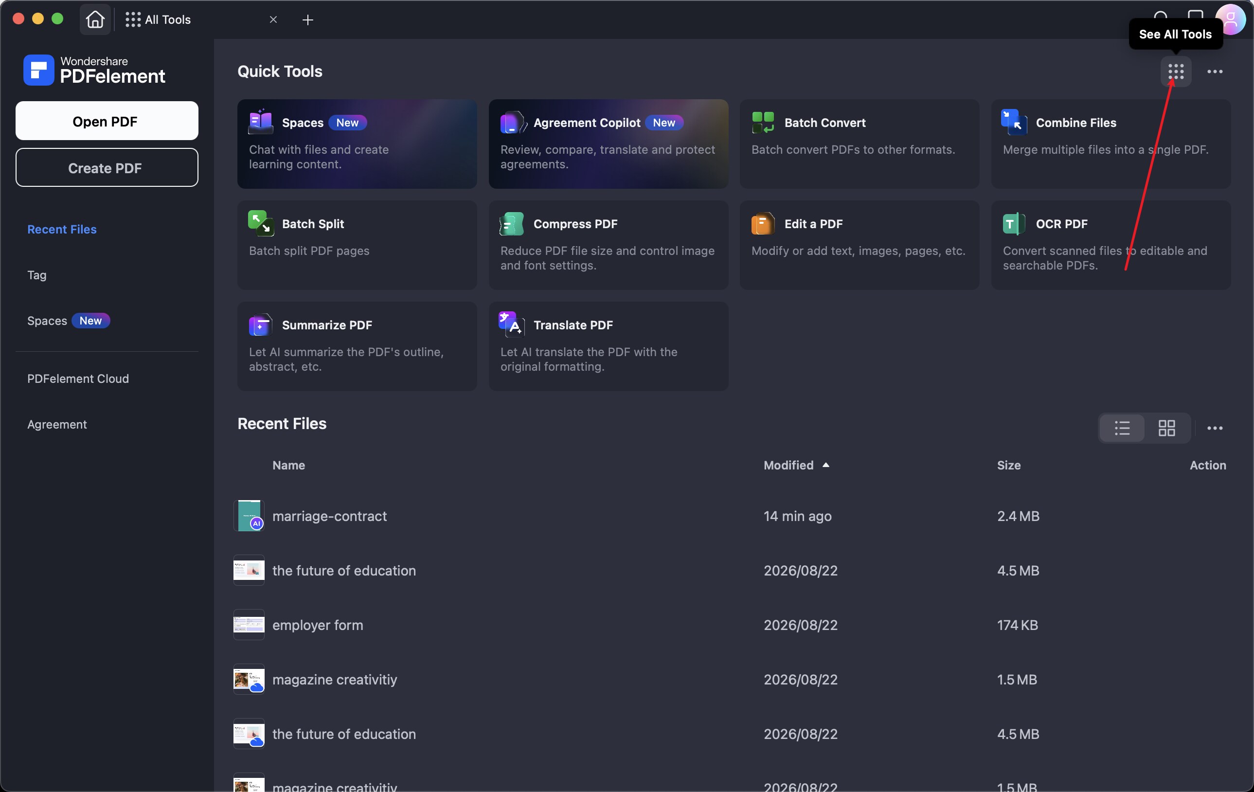A screenshot of the application homepage.