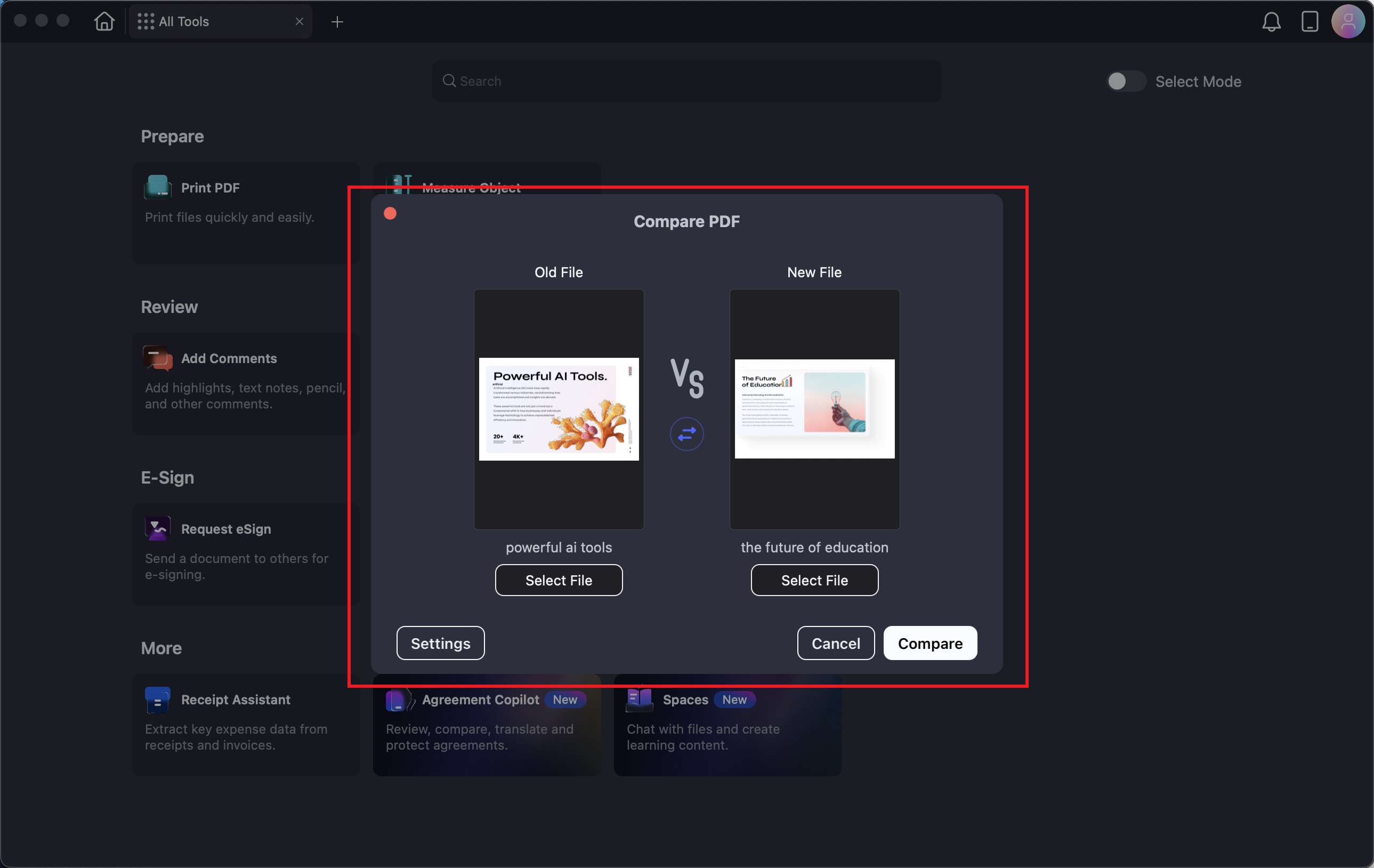A screenshot showing comparison results with differences highlighted in different colors.