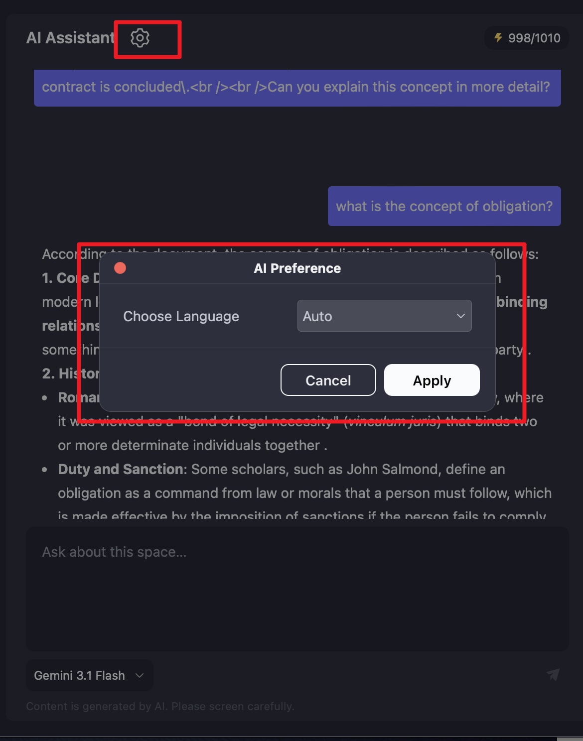Configure response language