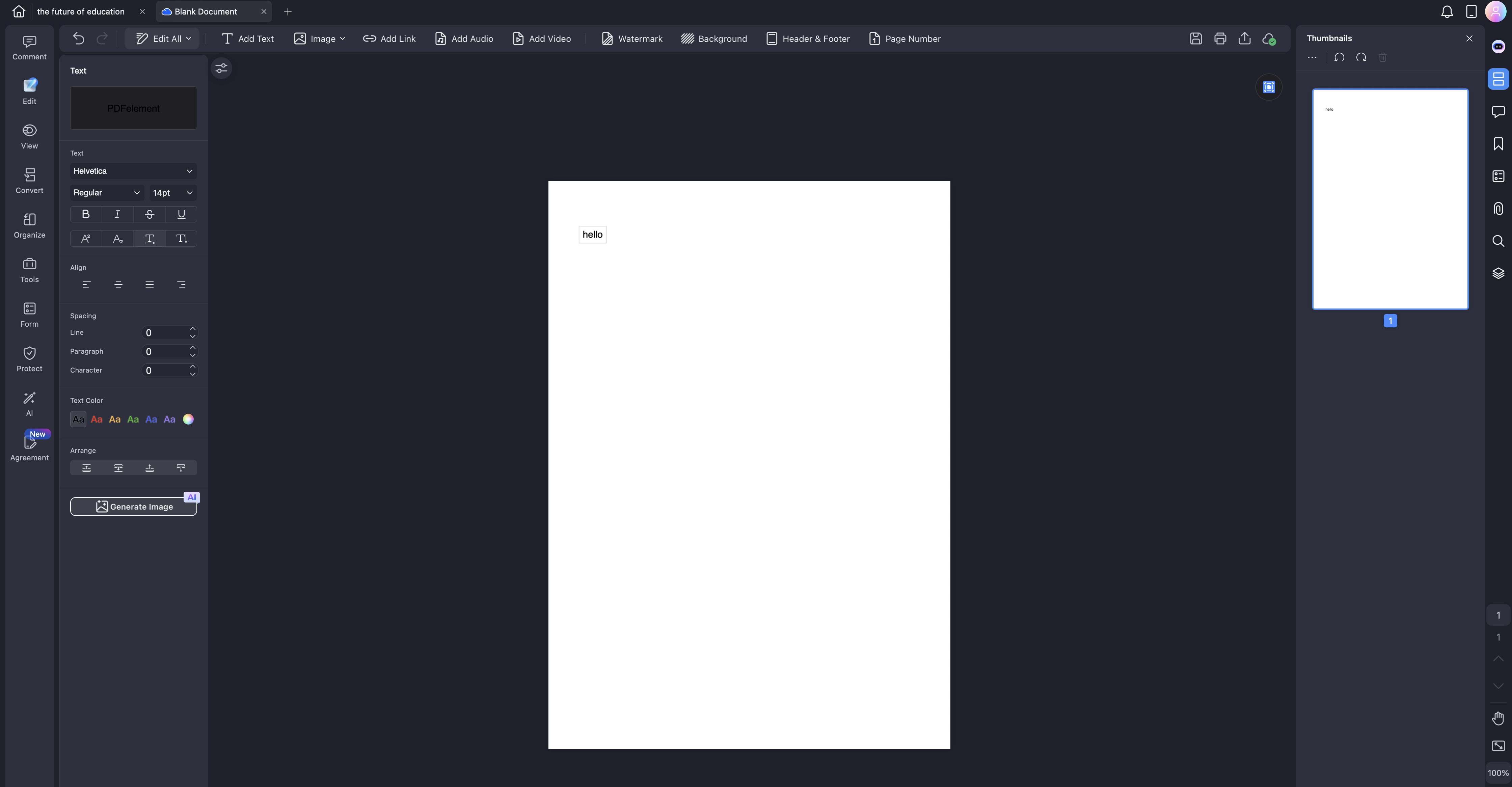 A screenshot of the application interface in edit mode.