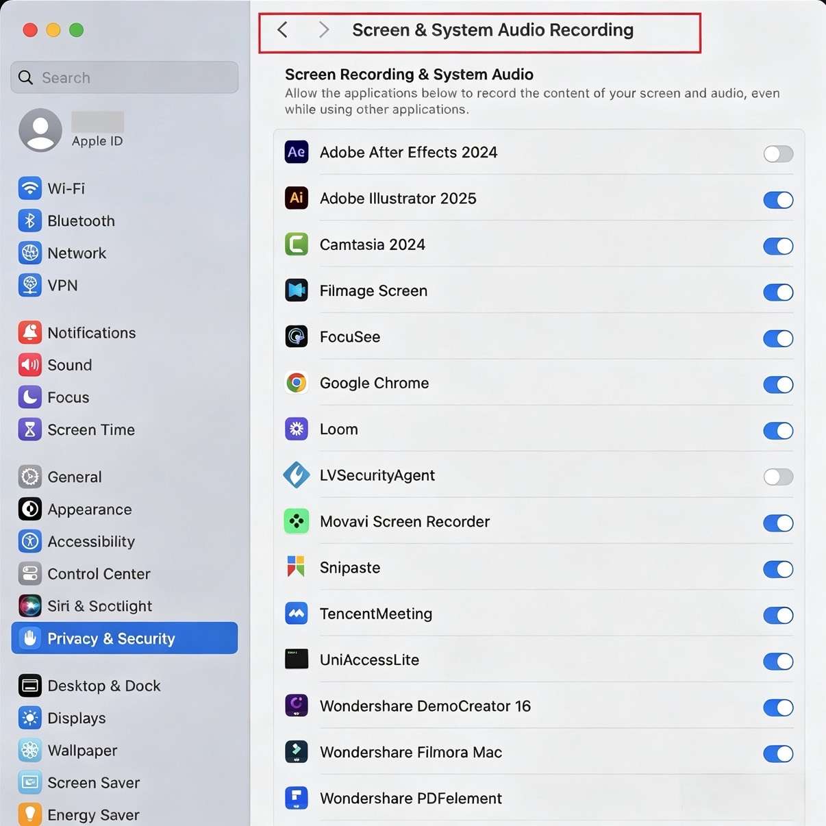 A screenshot of the application preferences interface showing system settings.