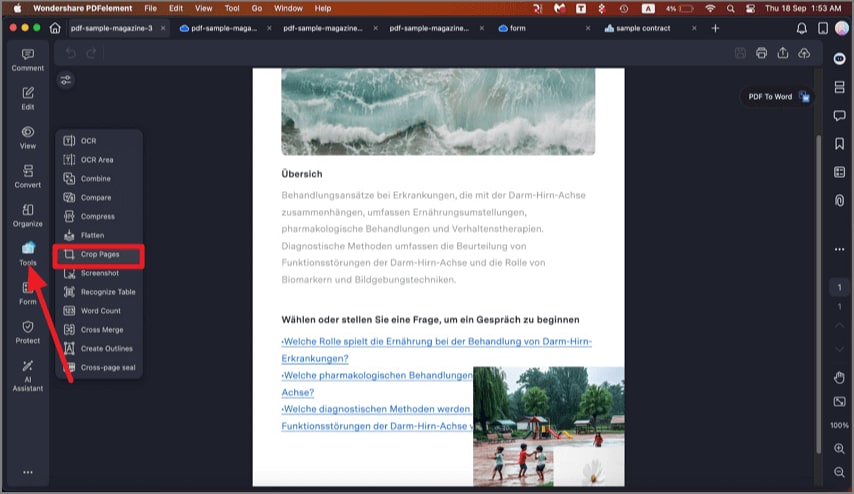 Crop Pages Tool