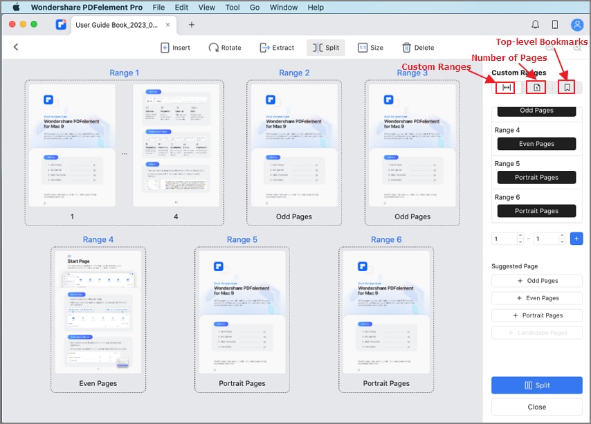 split pdf file options in pdfelement