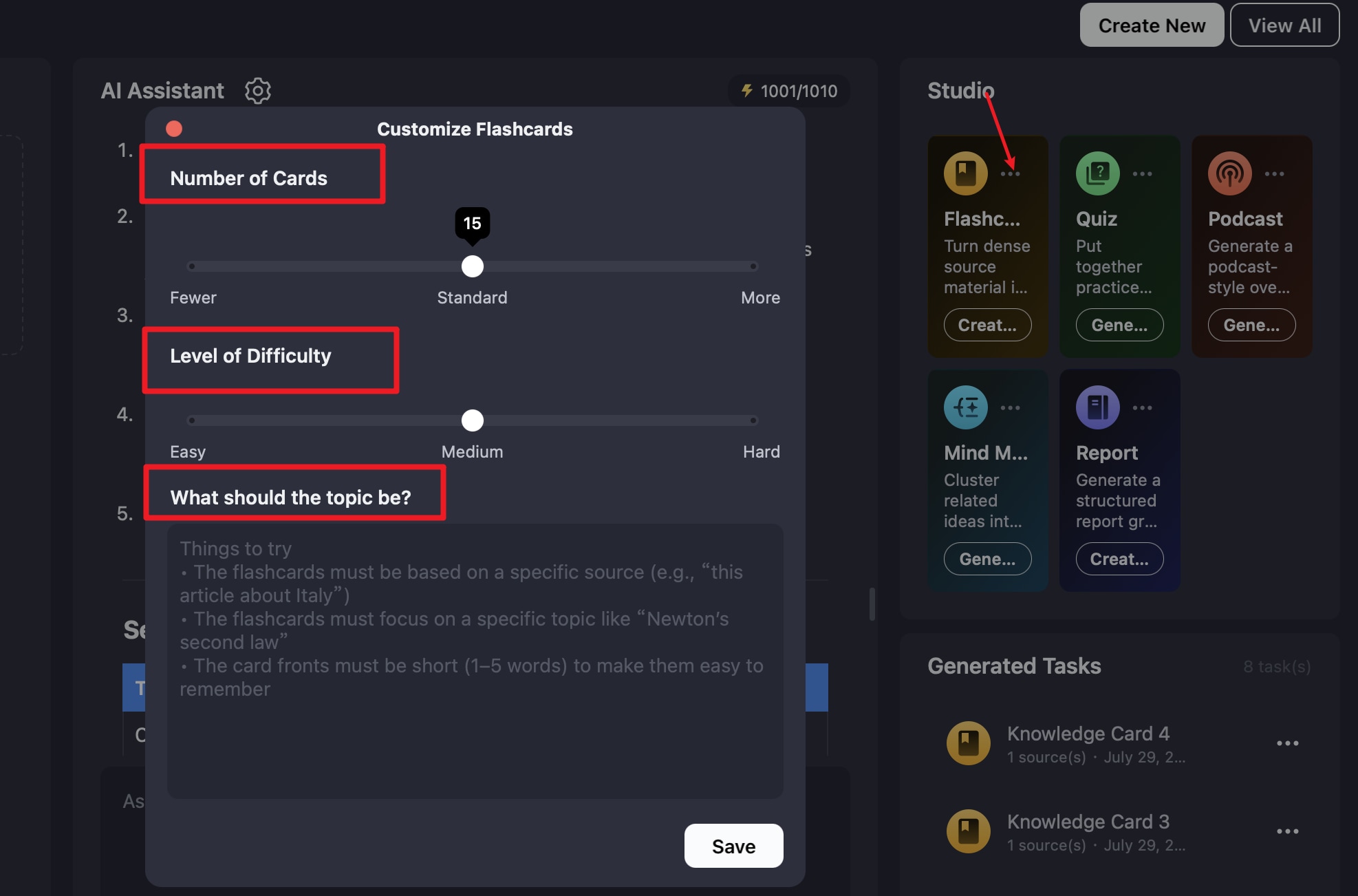 Create flashcard