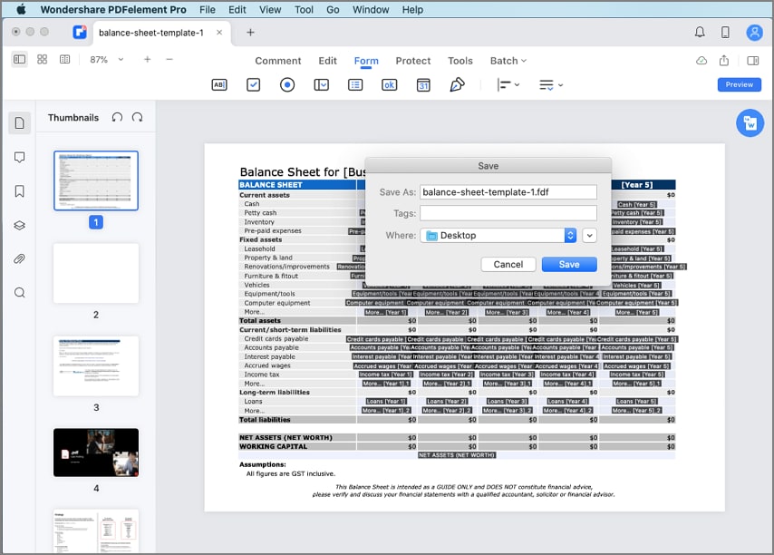 export fdf file