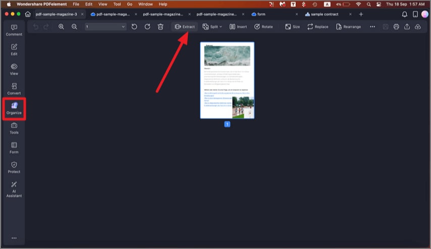 Organize Page Button