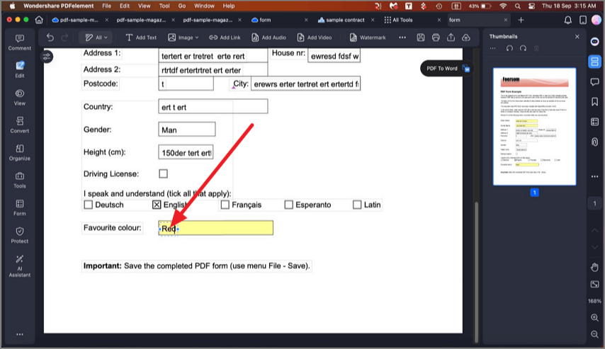 fill interactive form