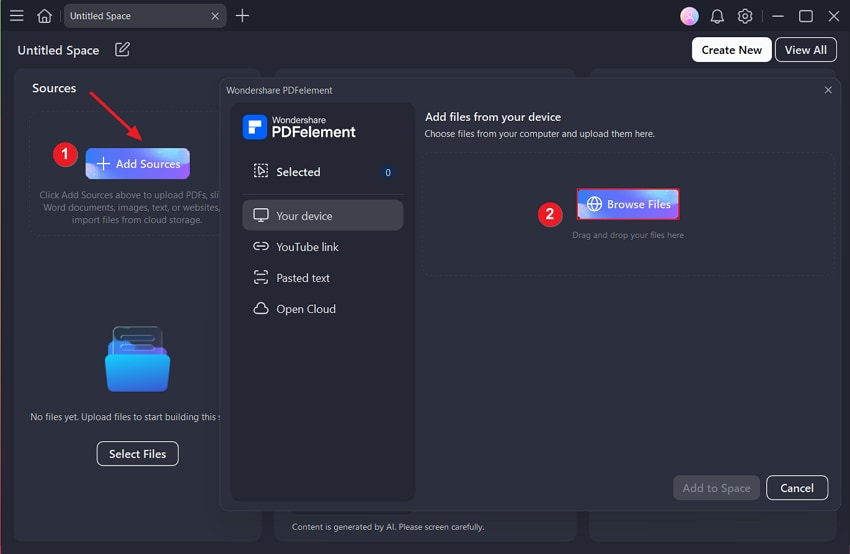 Add files to space