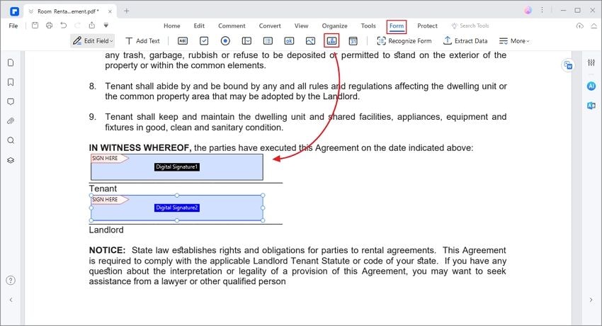 add signature field to pdf