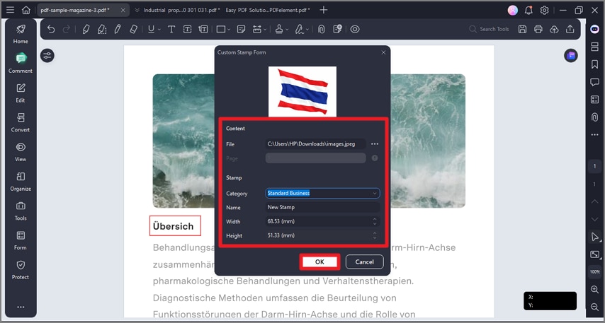 import stamp configure settings