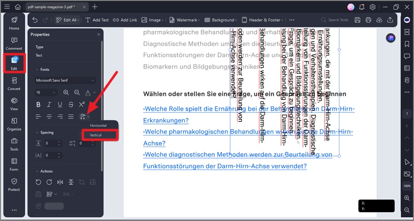 change text direction vertical