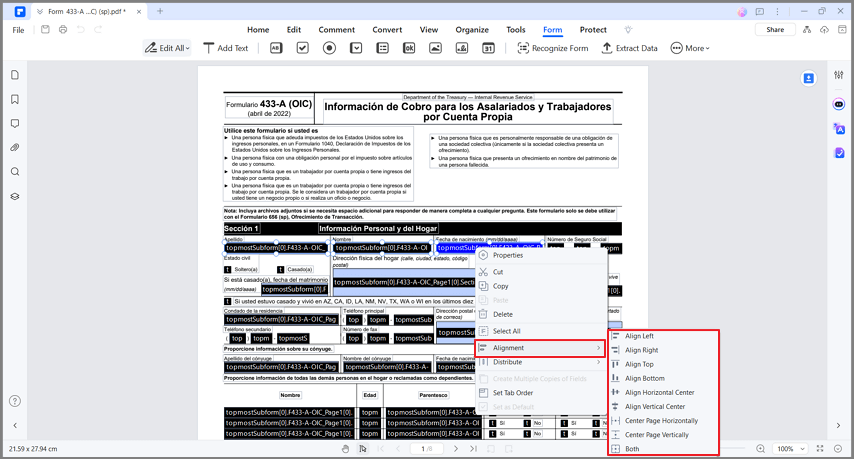 align forms