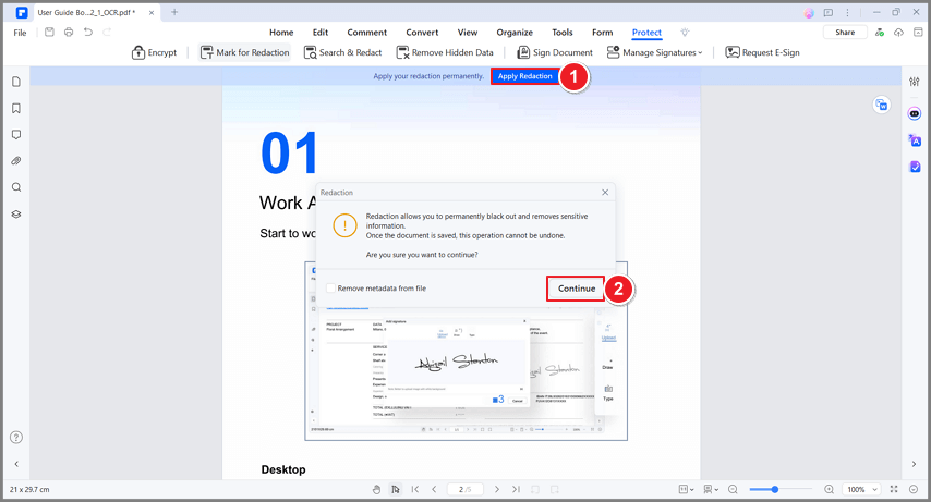 pdfelement apply redact