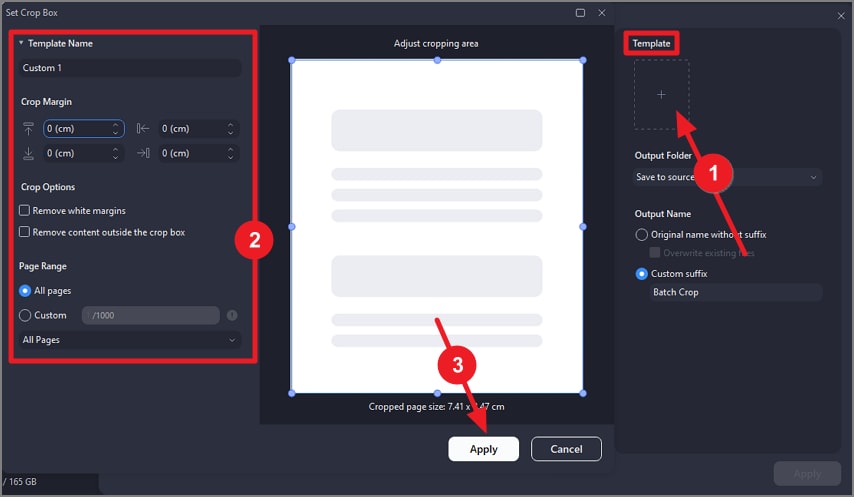 adjust crop settings