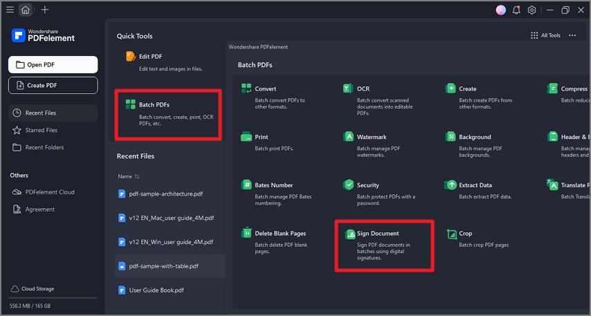 choose sign document feature