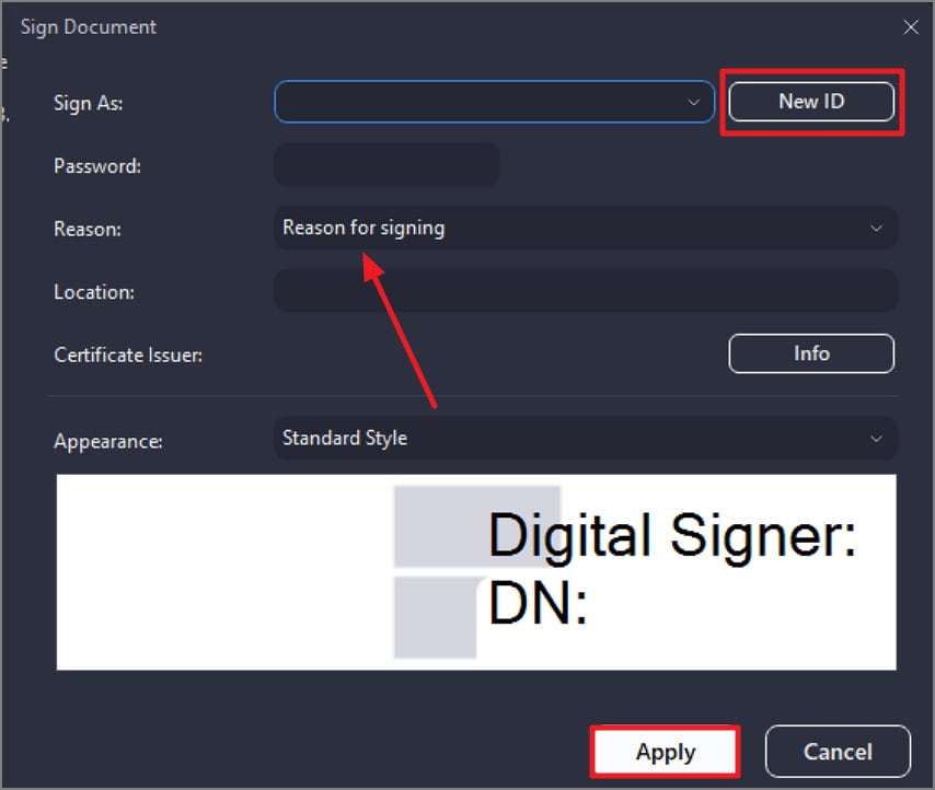 save the sign settings