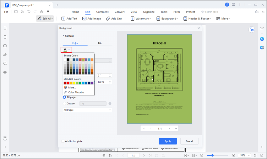 pdf file background color change