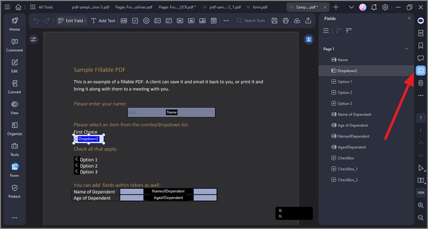 import form press view field list