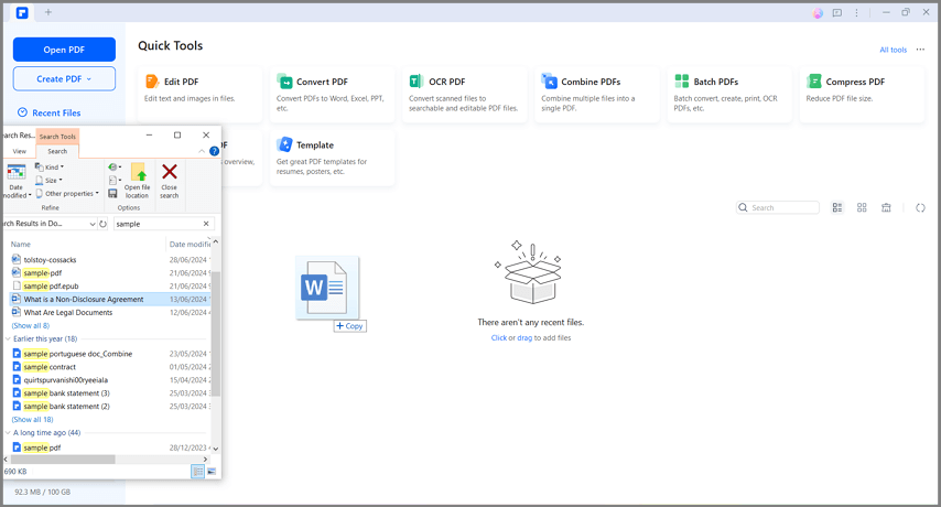 Drag the file to PDFelement