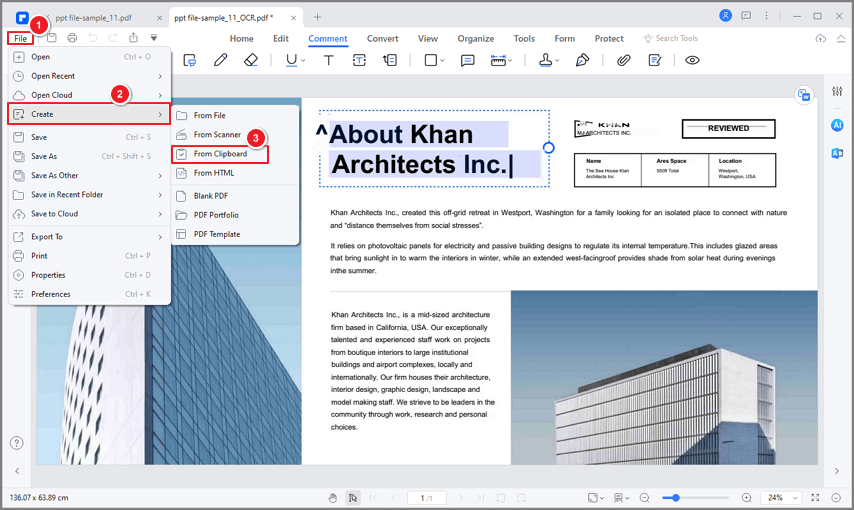 create pdf from clipboard