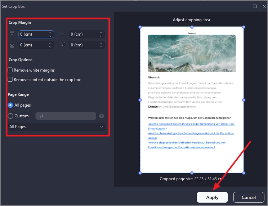 set crop margin and apply