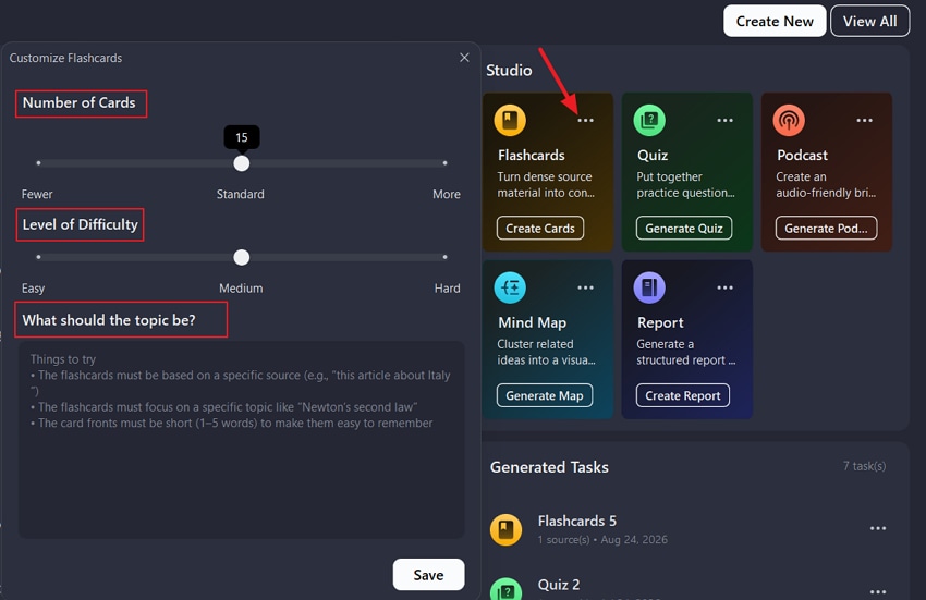Create flashcard