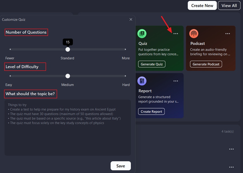 customize quizzes