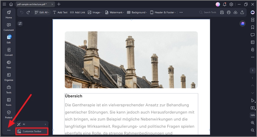 press three dots access toolbar