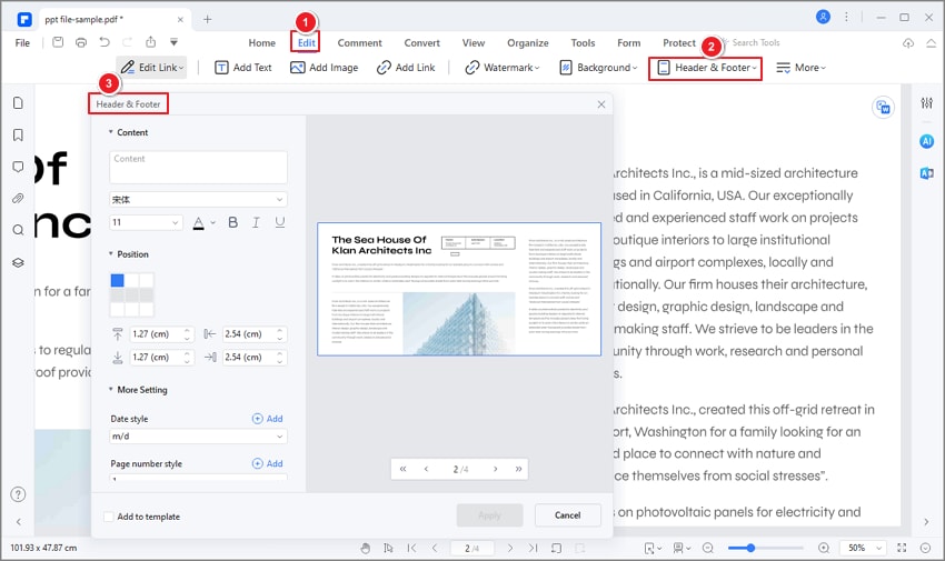 insert page number to  pdf