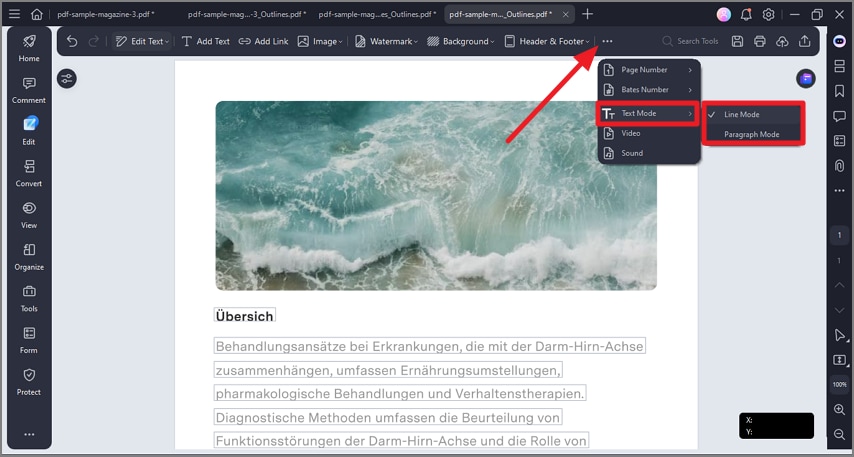 select text mode to edit
