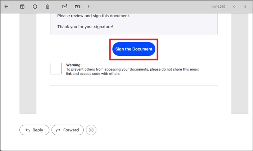 email notification sign document