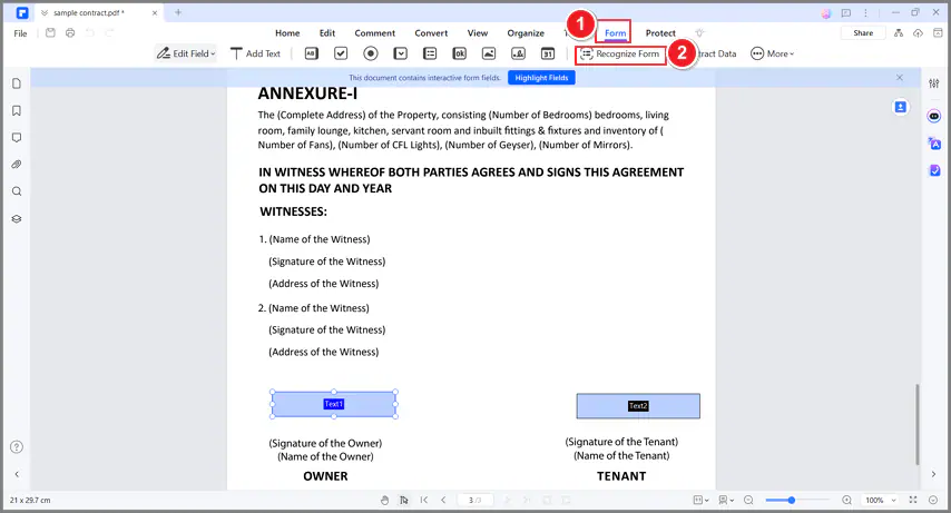 заполнить pdf распознать форму