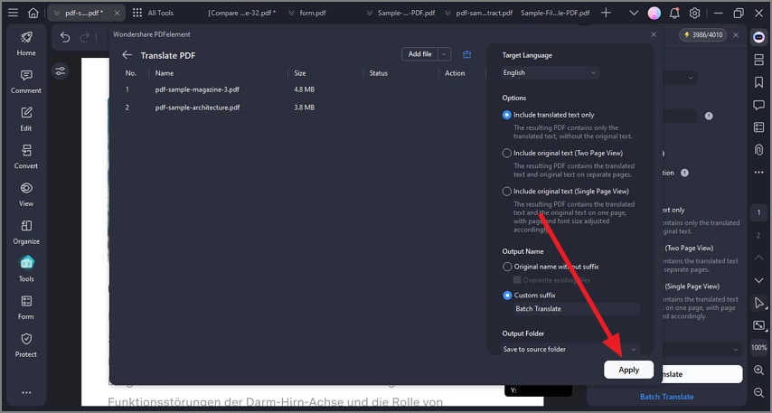 apply translation to added pdfs