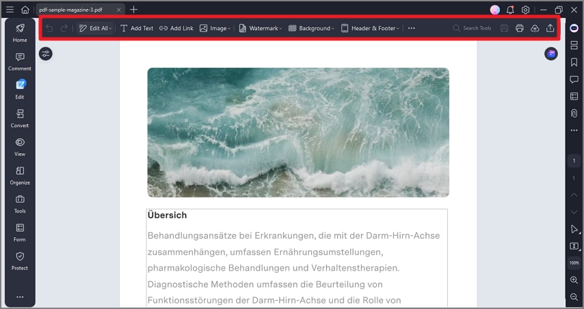 pdfelement top toolbar
