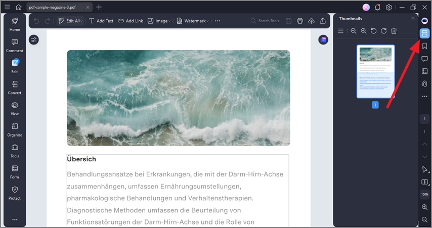 page thumbnails on pdfelement