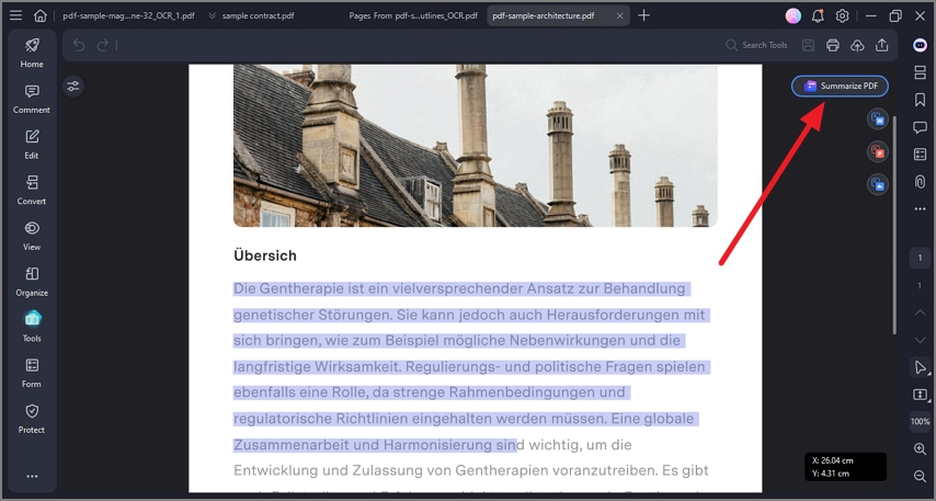 summarize from floating toolbar