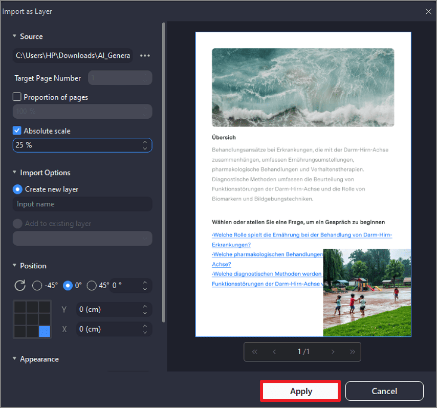 adjustment settings press apply