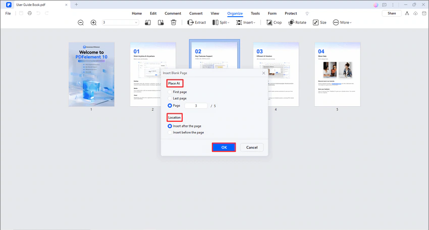 pdfelement insérer une page dans un pdf